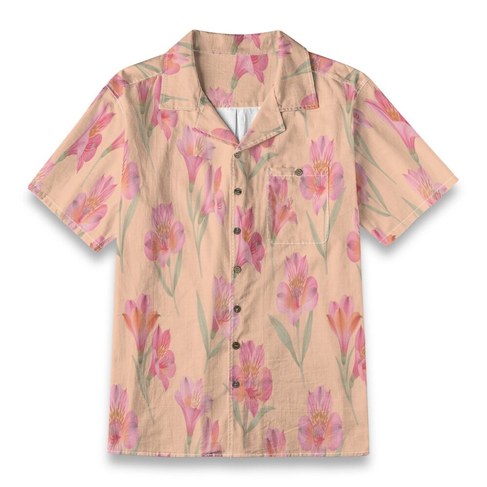 Carnation Pink Bloom Floral Aloha Shirt